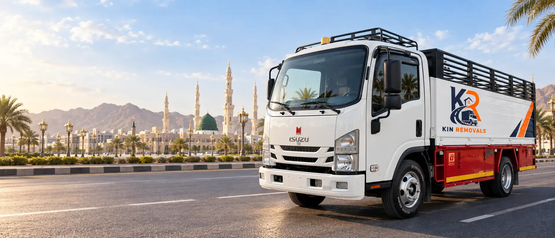 Kin Removals moving truck in Madinah